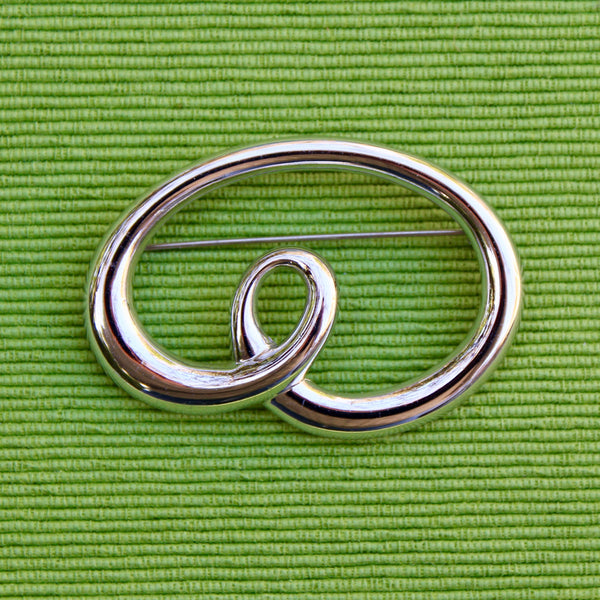 Monet Silver Pretzel Brooch