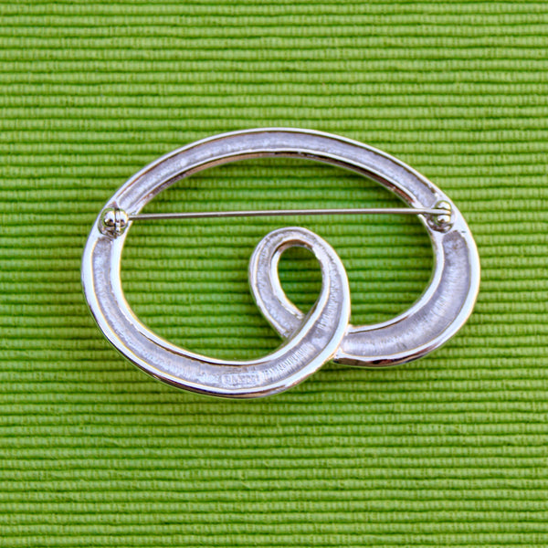 Monet Silver Pretzel Brooch