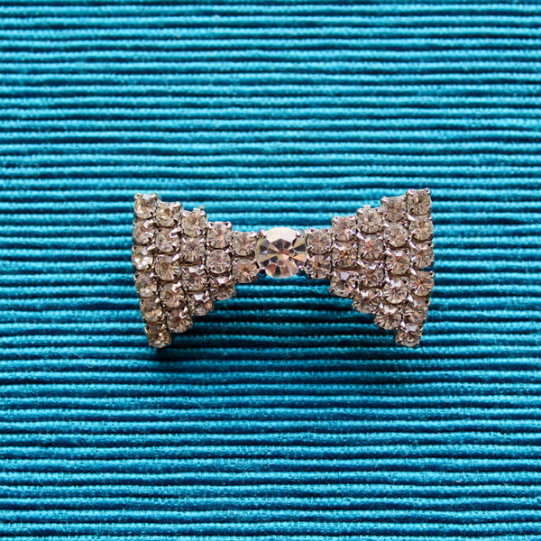 Rhinestone Bow Tie Brooch