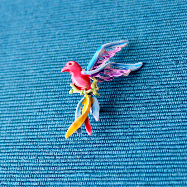 Painted Bird of Paradise Brooch