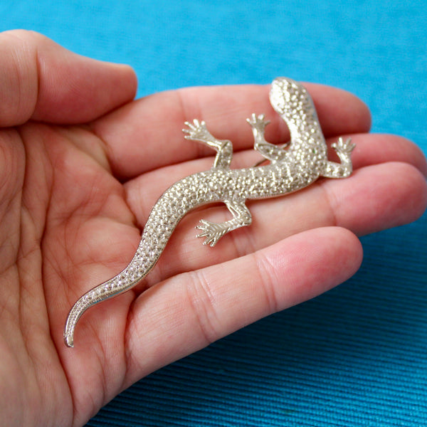 Silver Lizard Brooch