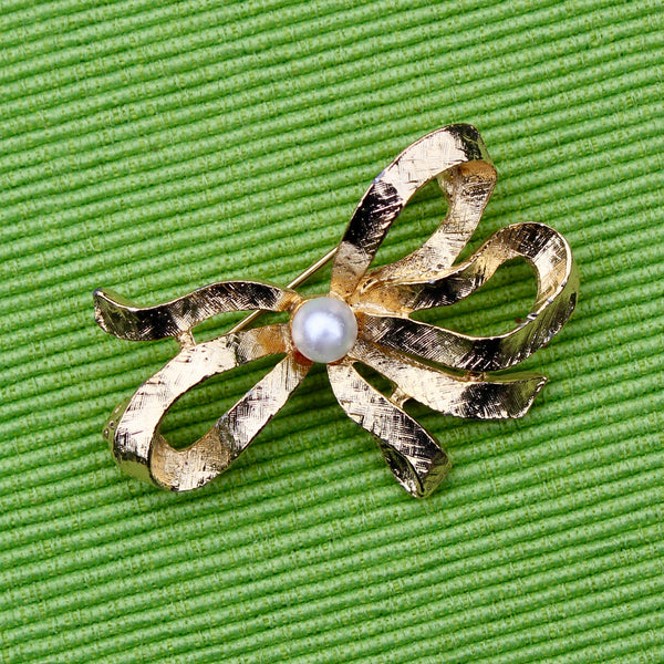 Pearl Bow Brooch