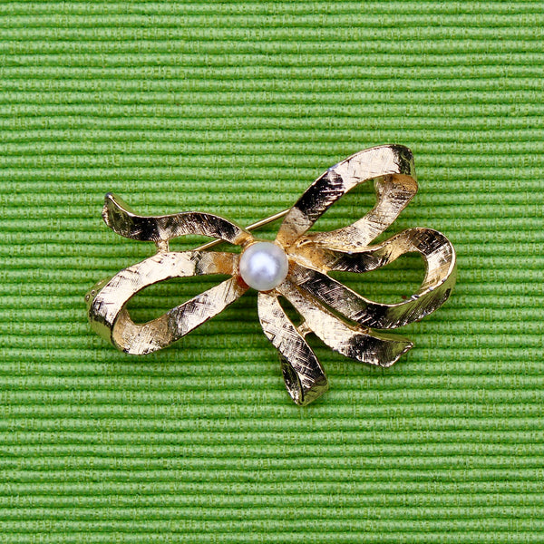 Pearl Bow Brooch