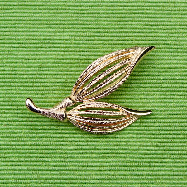 Double Gold Leaf Brooch