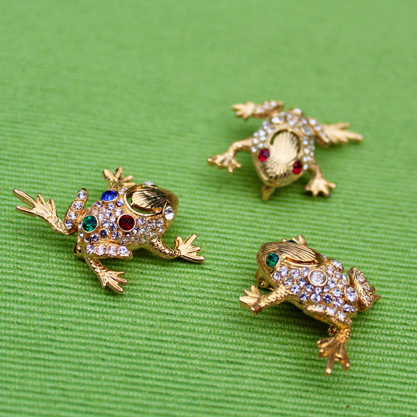 Sparkly Frog Green Eyes Brooch