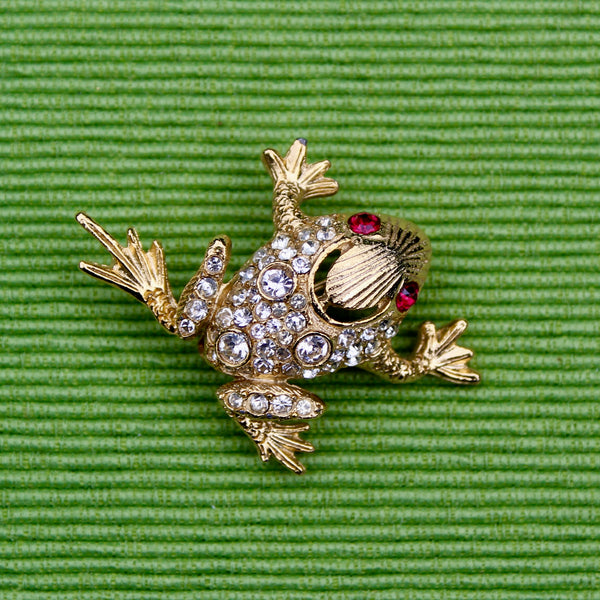 Sparkly Frog Red Eyes Brooch