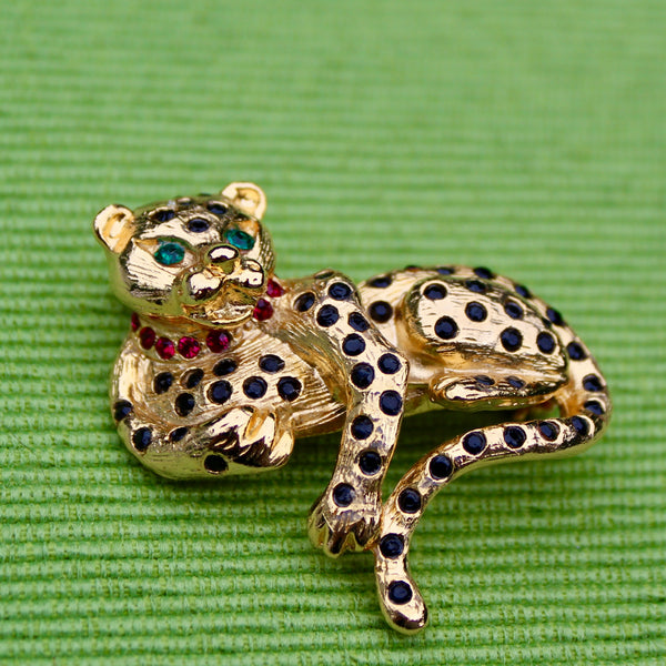 Black Rhinestone Leopard