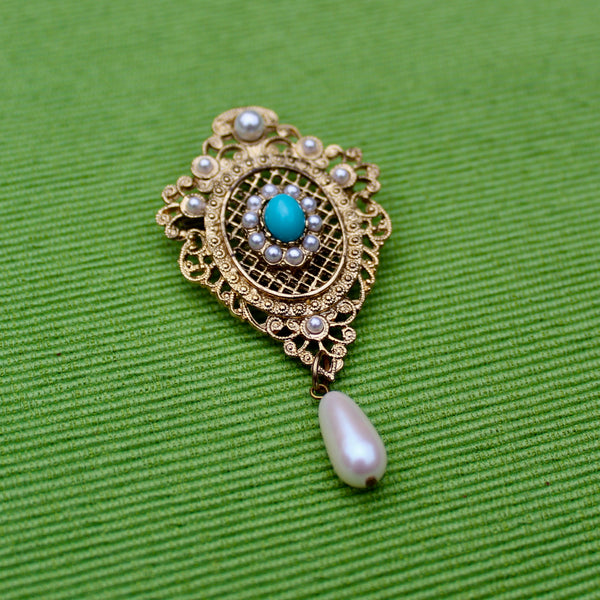 Turquoise and Pearl Regency Drop