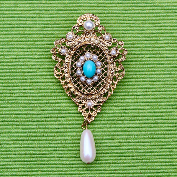 Turquoise and Pearl Regency Drop