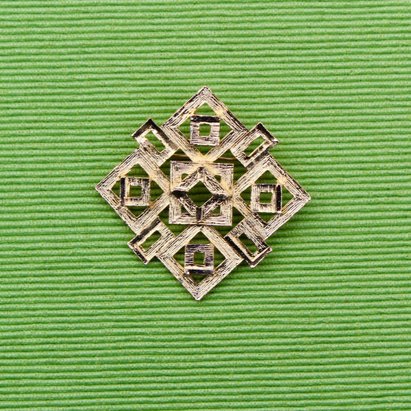 Gold Square Diamond Brooch