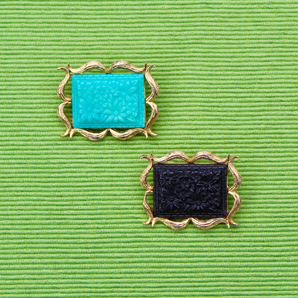 Turquoise Floral Rectangle