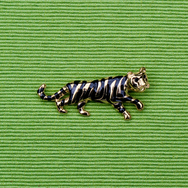 Walking Enamel Tiger Brooch