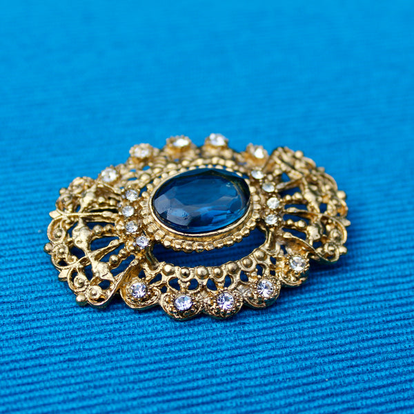 Blue Faceted Regency and Rhinestone