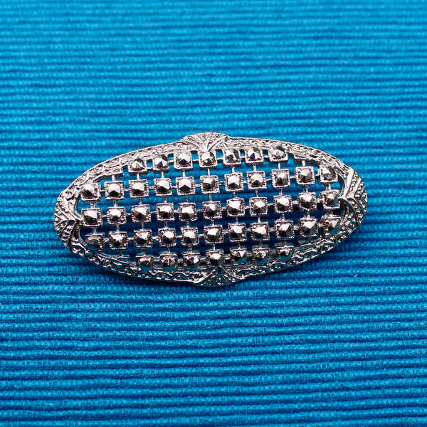 Faux Marcasite Oval