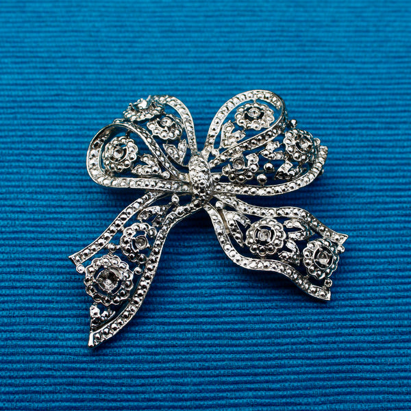 Filigree Silver Bow Brooch