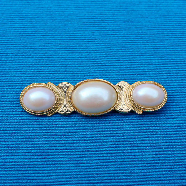 Faux Pearl Trio Brooch