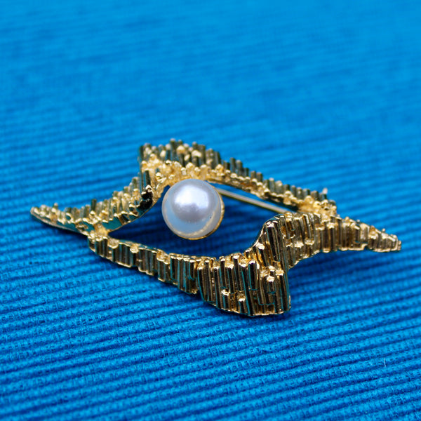 Abstract Pearl Brooch