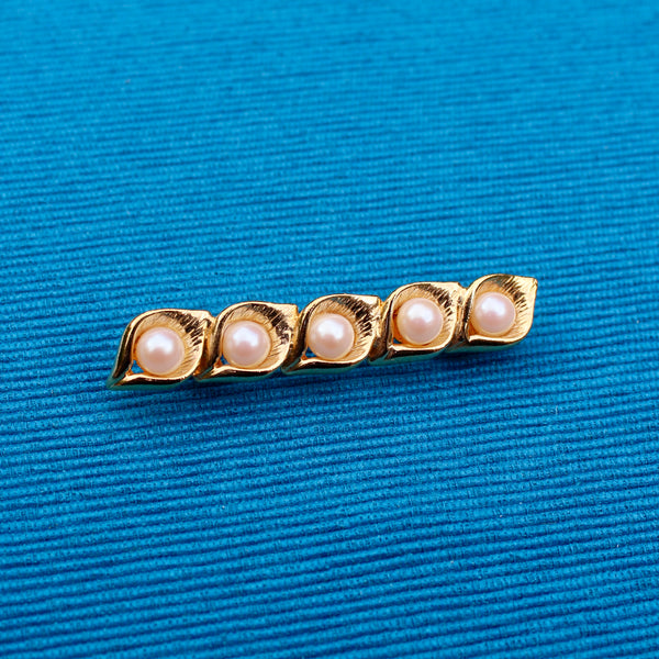 Five Pearl Bar Pin