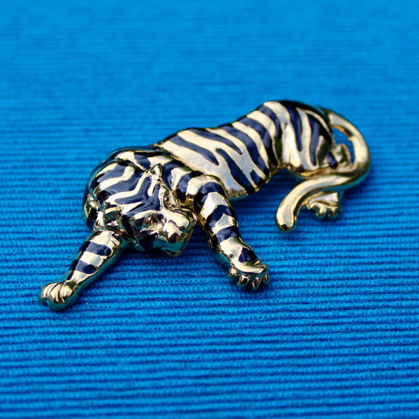 Black and Gold Tiger Brooch