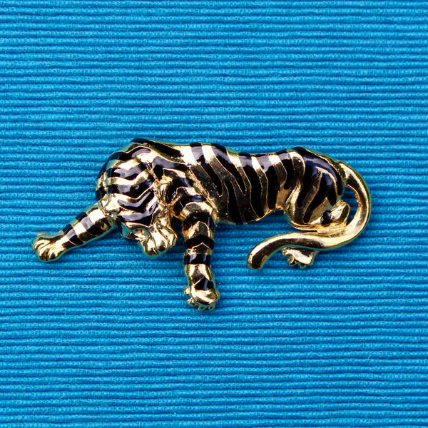 Black and Gold Tiger Brooch