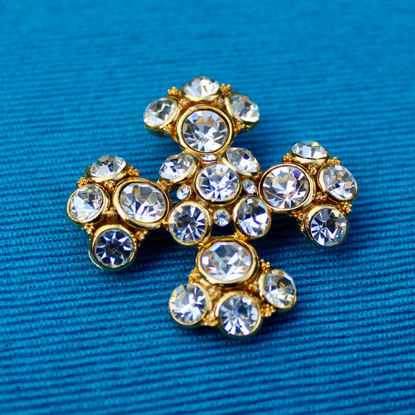 Rhinestone Cross Brooch