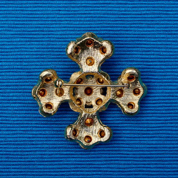 Rhinestone Cross Brooch