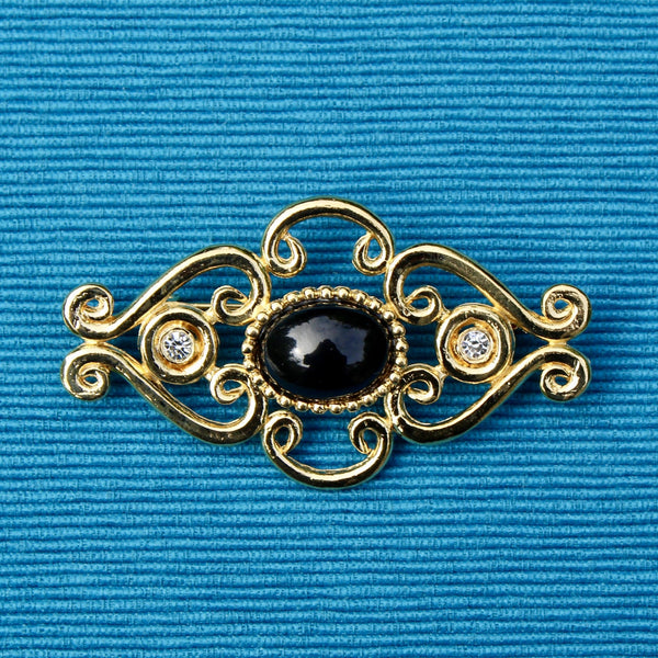 Black Gold Curlicue Brooch