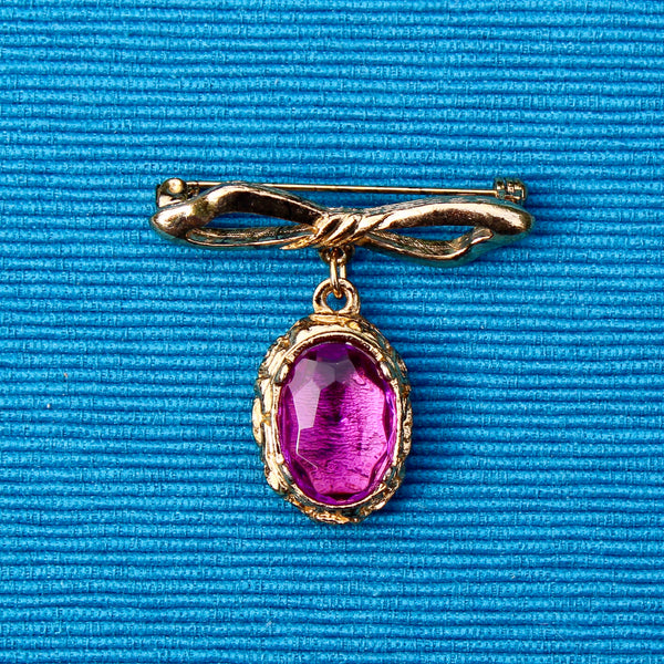 Pink Regency Bow Drop Brooch