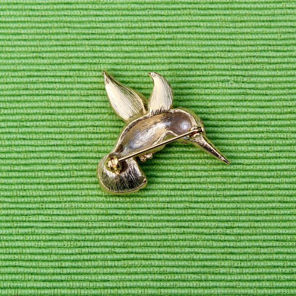 Green and Navy Hummingbird Brooch