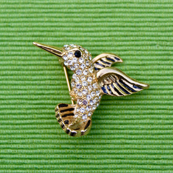 Gold and Black Hummingbird Brooch