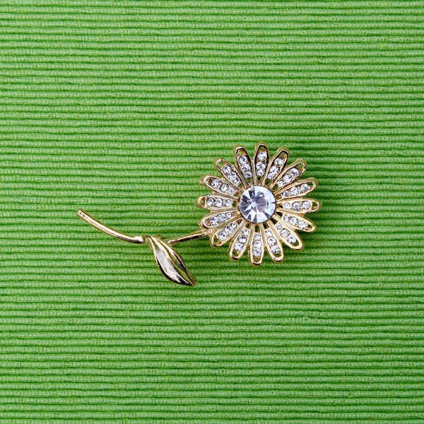 Rhinestone Daisy Brooch