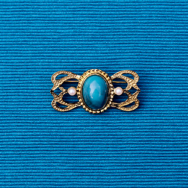 Regency Cabochon Turquoise Brooch