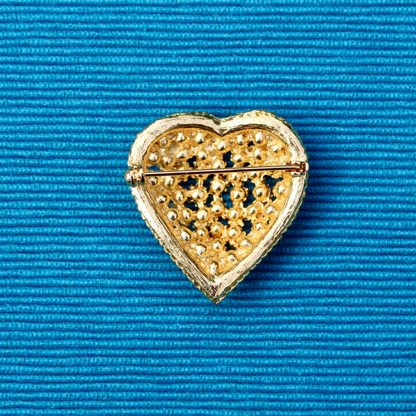 Rhinestone Heart Blue Gold