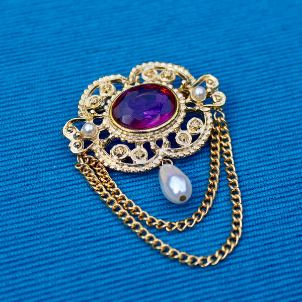 Pink Pearl Regency Drop Brooch