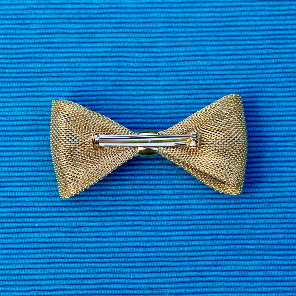 Gold Mesh Bow Brooch