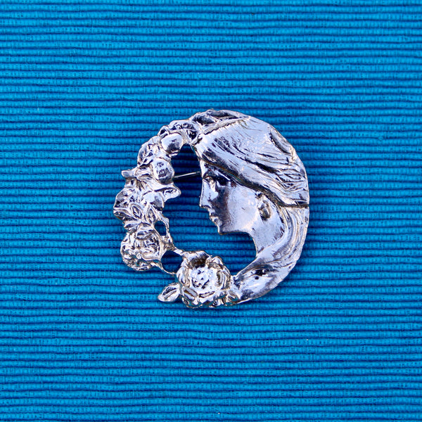 Art Nouveau Silver Cameo Brooch