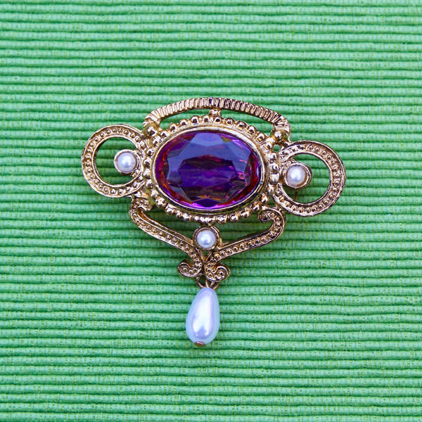 Purple Antiqued Pearl Drop