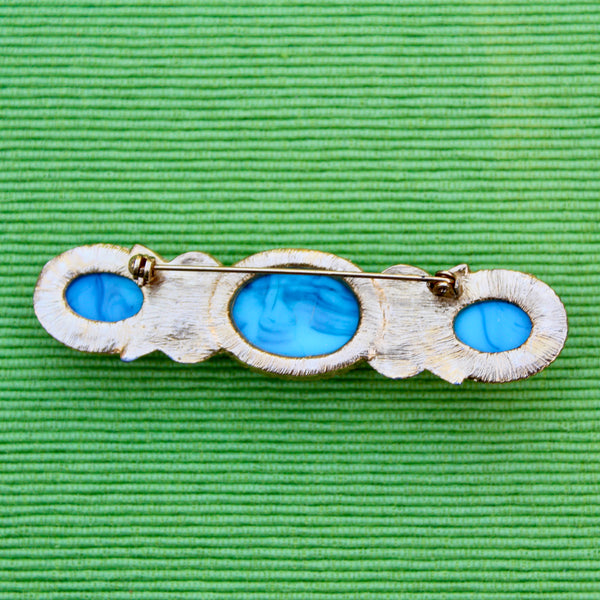 Faux Turquoise  Trio Brooch