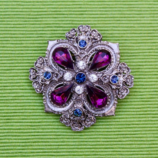 Purple and Silver Gothic Brooch