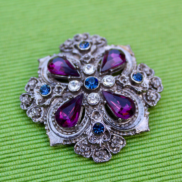 Purple and Silver Gothic Brooch