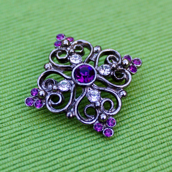 Square Silver Gothic Brooch