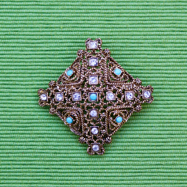 Braided Turquoise Filigree Cross