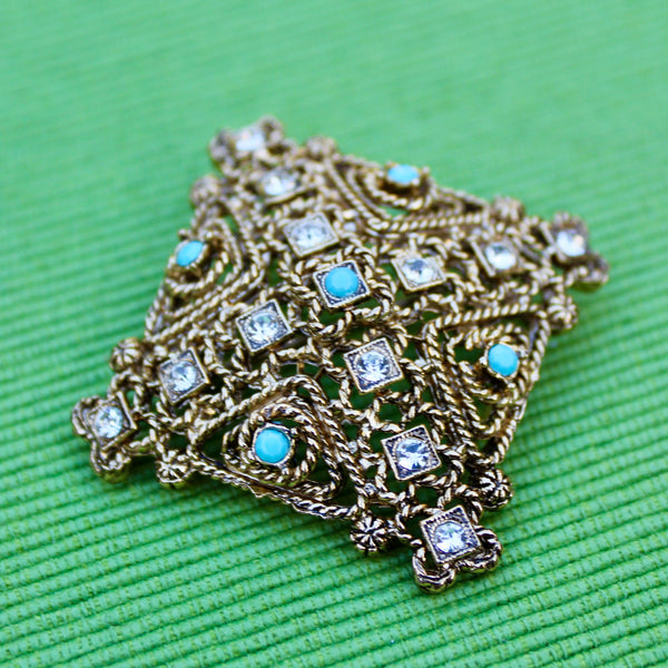 Braided Turquoise Filigree Cross