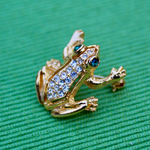 Tiny Rhinestone Frog