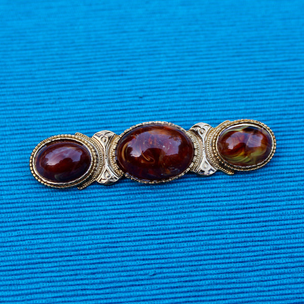 Agate Brown Trio Brooch