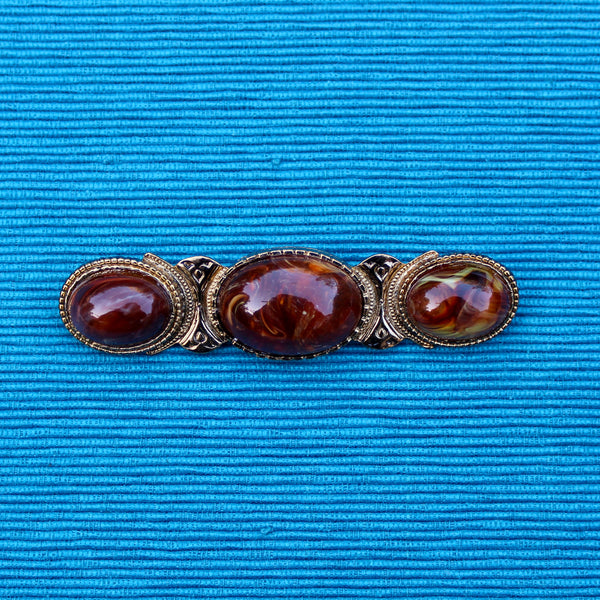 Agate Brown Trio Brooch