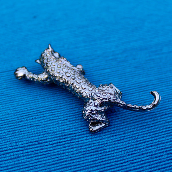 Leopard Silver Brooch