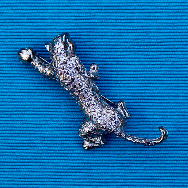 Leopard Silver Brooch