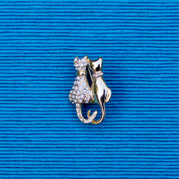 Two Cats Brooch