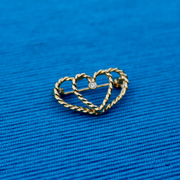 Double Heart Brooch